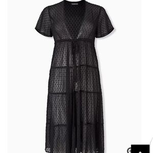 🆕BLACK SWISS DOT TIERED KAFTAN